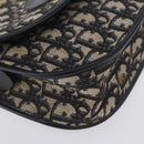 Christian Dior Trotter Canvas Shoulder Bag Navy Gold Auth fm5214-14