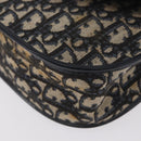 Christian Dior Trotter Canvas Shoulder Bag Navy Gold Auth fm5214-15