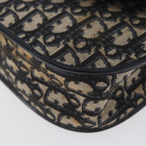 Christian Dior Trotter Canvas Shoulder Bag Navy Gold Auth fm5214