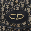 Christian Dior Trotter Canvas Shoulder Bag Navy Gold Auth fm5214-18