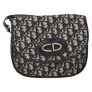 Christian Dior Trotter Canvas Shoulder Bag Navy Gold Auth fm5214-13