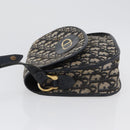 Christian Dior Trotter Canvas Shoulder Bag Navy Gold Auth fm5214-5