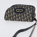 Christian Dior Trotter Canvas Shoulder Bag Navy Gold Auth fm5214-7