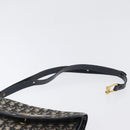Christian Dior Trotter Canvas Shoulder Bag Navy Gold Auth fm5214-9