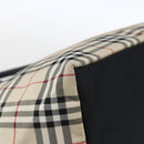 BURBERRY Nova Check Blue Label Hand Bag Nylon Beige Silver Auth fm5216-14