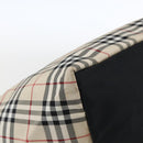 BURBERRY Nova Check Blue Label Hand Bag Nylon Beige Silver Auth fm5216-16