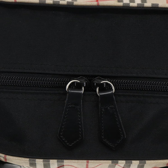 BURBERRY Nova Check Blue Label Hand Bag Nylon Beige Silver Auth fm5216