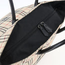 BURBERRY Nova Check Blue Label Hand Bag Nylon Beige Silver Auth fm5216-6