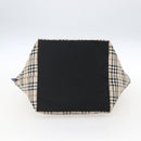 BURBERRY Nova Check Blue Label Hand Bag Nylon Beige Silver Auth fm5216-5