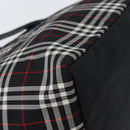 Burberrys Nova Check Blue Label Hand Bag Nylon Black Silver Auth fm5217-9