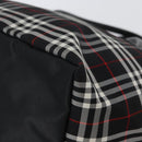 Burberrys Nova Check Blue Label Hand Bag Nylon Black Silver Auth fm5217-16