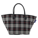 Burberrys Nova Check Blue Label Hand Bag Nylon Black Silver Auth fm5217-13