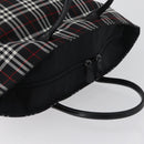 Burberrys Nova Check Blue Label Hand Bag Nylon Black Silver Auth fm5217-6