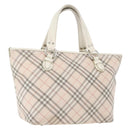 BURBERRY Nova Check Blue Label Hand Bag Nylon Pink Silver Auth fm5218-1