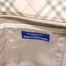 BURBERRY Nova Check Blue Label Hand Bag Nylon Pink Silver Auth fm5218-15