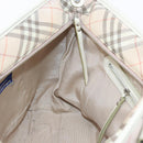 BURBERRY Nova Check Blue Label Hand Bag Nylon Pink Silver Auth fm5218-17