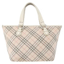 BURBERRY Nova Check Blue Label Hand Bag Nylon Pink Silver Auth fm5218-2