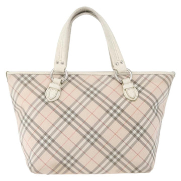 BURBERRY Nova Check Blue Label Hand Bag Nylon Pink Silver Auth fm5218 - 0