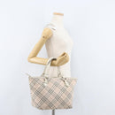 BURBERRY Nova Check Blue Label Hand Bag Nylon Pink Silver Auth fm5218-22