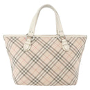 BURBERRY Nova Check Blue Label Hand Bag Nylon Pink Silver Auth fm5218-3