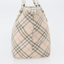 BURBERRY Nova Check Blue Label Hand Bag Nylon Pink Silver Auth fm5218-4