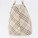 BURBERRY Nova Check Blue Label Hand Bag Nylon Pink Silver Auth fm5218-5