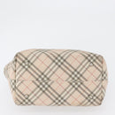 BURBERRY Nova Check Blue Label Hand Bag Nylon Pink Silver Auth fm5218-9