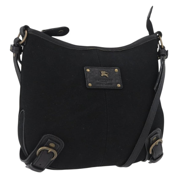 BURBERRY Shoulder Bag Canvas Leather Black Auth fm5219