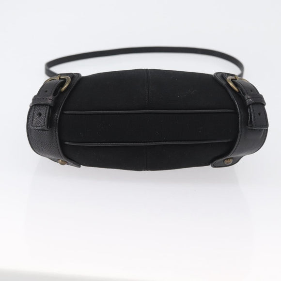 BURBERRY Shoulder Bag Canvas Leather Black Auth fm5219