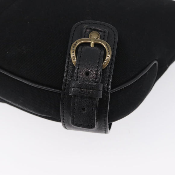BURBERRY Shoulder Bag Canvas Leather Black Auth fm5219