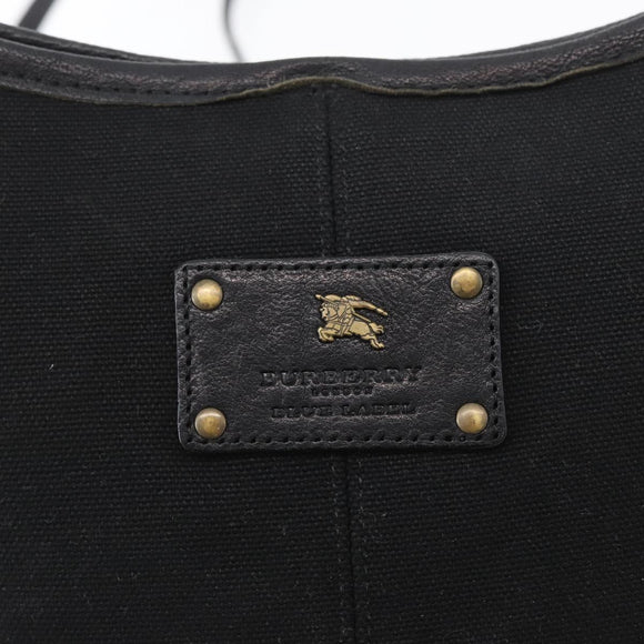 BURBERRY Shoulder Bag Canvas Leather Black Auth fm5219