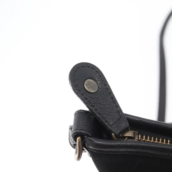BURBERRY Shoulder Bag Canvas Leather Black Auth fm5219