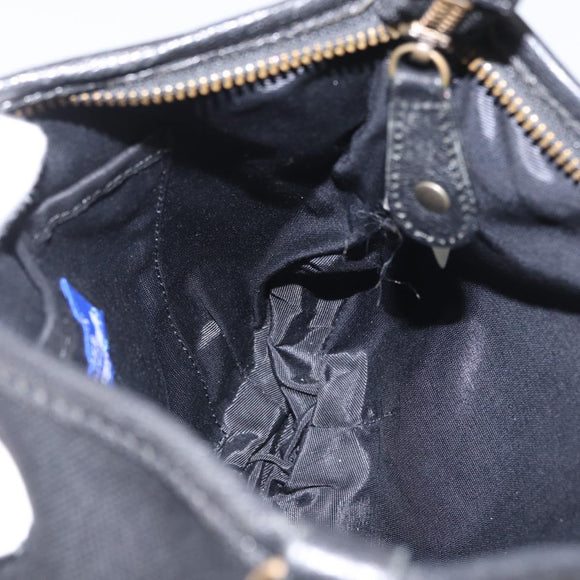 BURBERRY Shoulder Bag Canvas Leather Black Auth fm5219