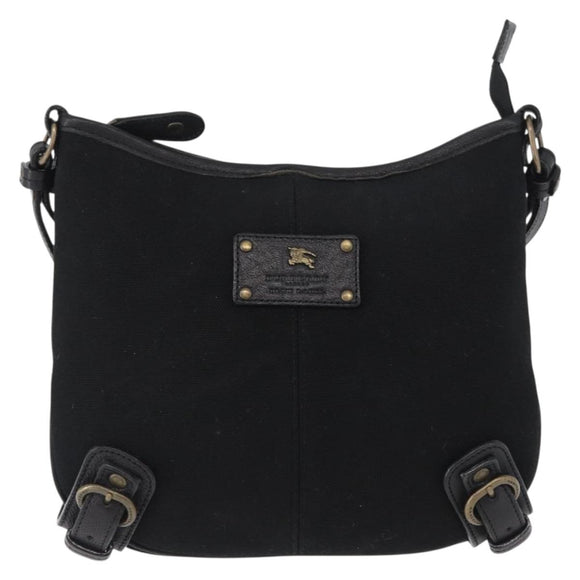 BURBERRY Shoulder Bag Canvas Leather Black Auth fm5219