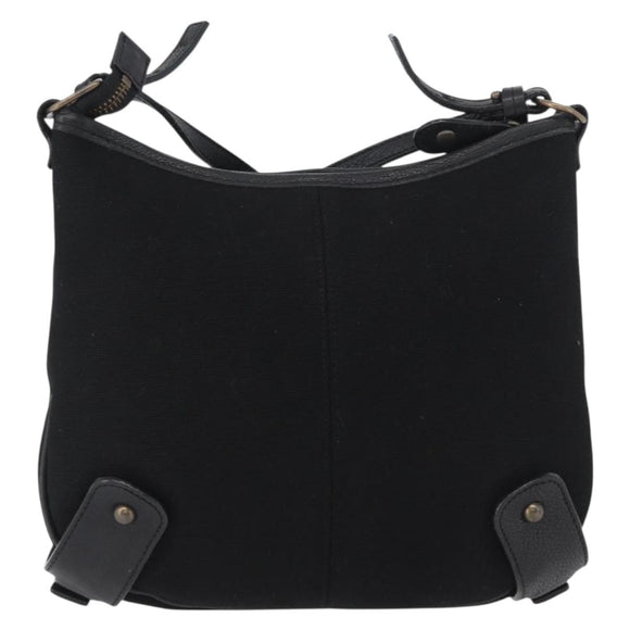 BURBERRY Shoulder Bag Canvas Leather Black Auth fm5219