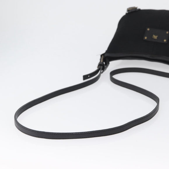 BURBERRY Shoulder Bag Canvas Leather Black Auth fm5219
