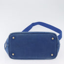 PRADA Canapa PM Hand Bag Canvas 2way Blue Gold Auth fm5220-5