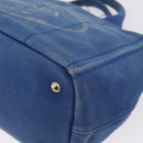PRADA Canapa PM Hand Bag Canvas 2way Blue Gold Auth fm5220-15