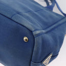 PRADA Canapa PM Hand Bag Canvas 2way Blue Gold Auth fm5220-17