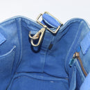 PRADA Canapa PM Hand Bag Canvas 2way Blue Gold Auth fm5220-21