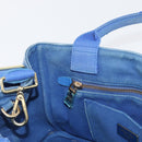 PRADA Canapa PM Hand Bag Canvas 2way Blue Gold Auth fm5220-22