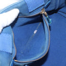 PRADA Canapa PM Hand Bag Canvas 2way Blue Gold Auth fm5220-23
