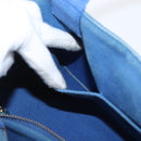 PRADA Canapa PM Hand Bag Canvas 2way Blue Gold Auth fm5220-24