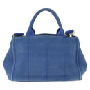 PRADA Canapa PM Hand Bag Canvas 2way Blue Gold Auth fm5220-2