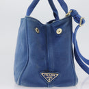 PRADA Canapa PM Hand Bag Canvas 2way Blue Gold Auth fm5220-4