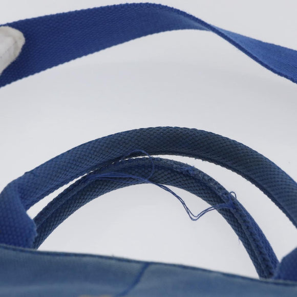 PRADA Canapa PM Hand Bag Canvas 2way Blue Gold Auth fm5220