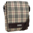 BURBERRY Nova Check Shoulder Bag Canvas Beige Silver Auth fm5222-1