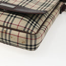 BURBERRY Nova Check Shoulder Bag Canvas Beige Silver Auth fm5222-9