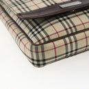 BURBERRY Nova Check Shoulder Bag Canvas Beige Silver Auth fm5222-14