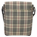 BURBERRY Nova Check Shoulder Bag Canvas Beige Silver Auth fm5222-2